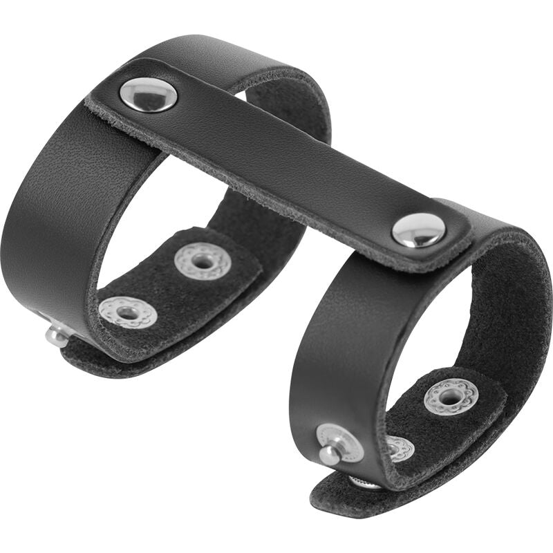 DARKNESS - ADJUSTABLE LEATHER PENIS AND TESTICLE RING