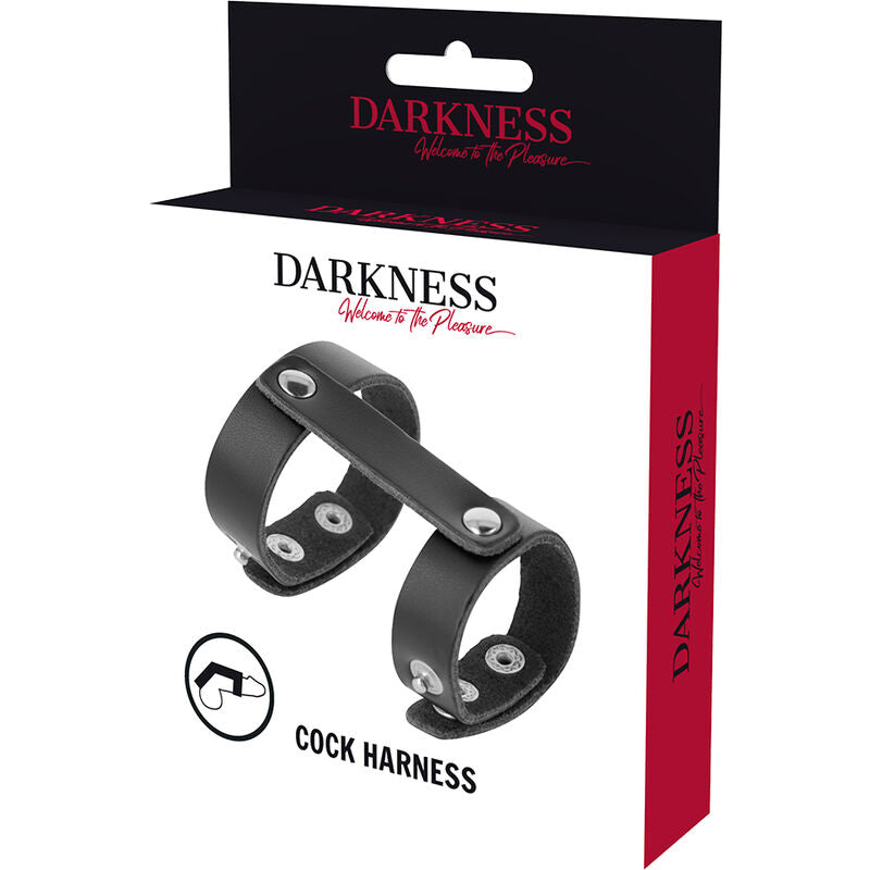 DARKNESS - ANELLO REGOLABILE PER PENE E TESTICOLI IN PELLE - DARKNESS BONDAGE | Lingerie Harness Boutique