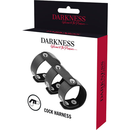 DARKNESS - ANELLO DOPPIO PER PENE E TESTICOLI IN PELLE REGOLABILE - DARKNESS BONDAGE | Lingerie Harness Boutique