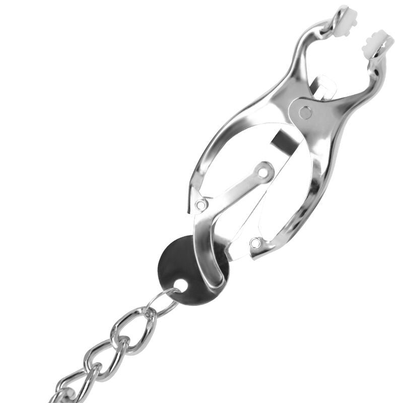 DARKNESS - PINZA PER CAPEZZOLI IN METALLO CON CATENA - DARKNESS BONDAGE | Lingerie Harness Boutique