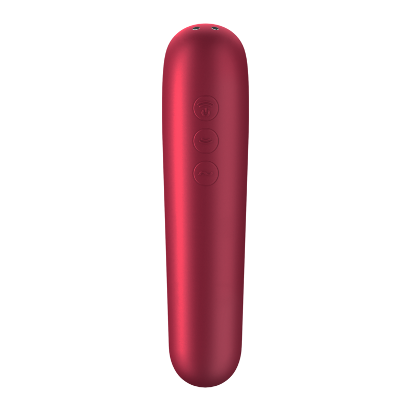 SATISFYER - VIBRATORE E VENTOSA DUAL LOVE CON ARIA PULSATA ROSSO - SATISFYER CONNECT | Lingerie Harness Boutique