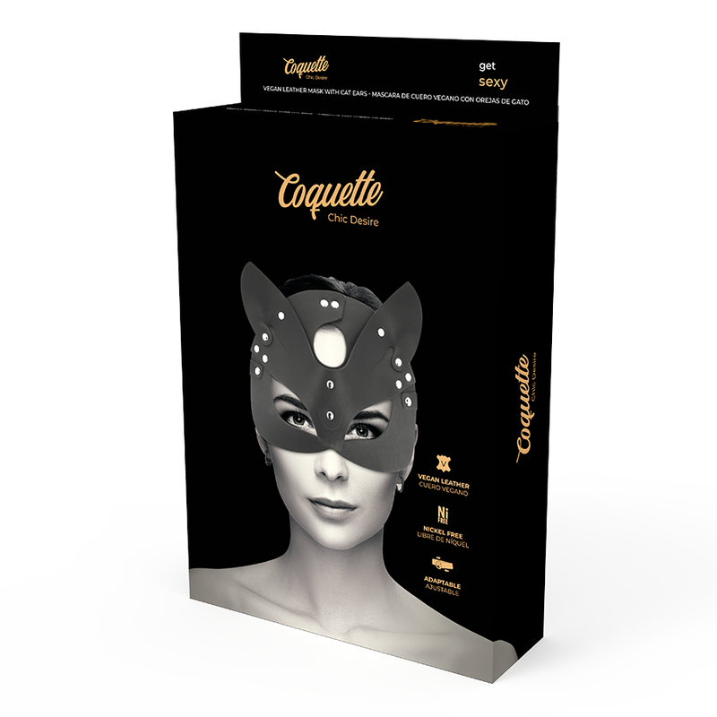 COQUETTE CHIC DESIRE - MASCHERA VEGANA IN PELLE CON ORECCHIE DI GATTO - COQUETTE ACCESSORIES | Lingerie Harness Boutique