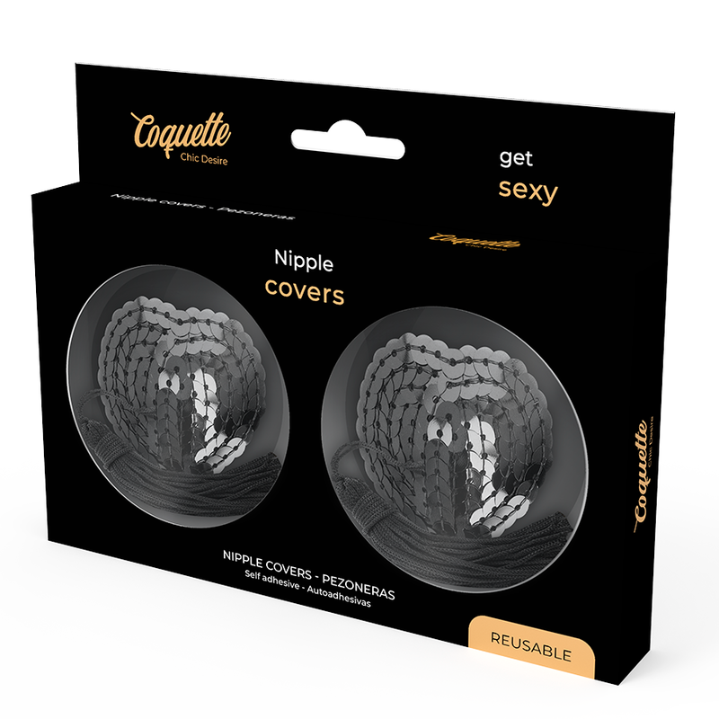 COQUETTE CHIC DESIRE - COPRI CAPEZZOLI NERI CON PAILLETTES - COQUETTE ACCESSORIES | Lingerie Harness Boutique