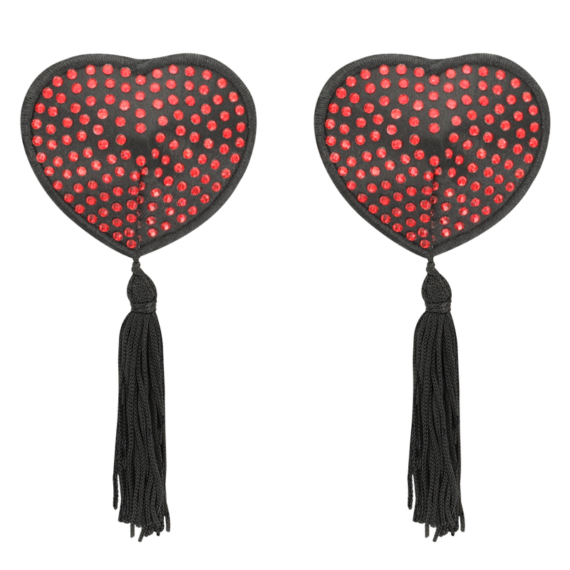 COQUETTE CHIC DESIRE - COPRI CAPEZZOLI CUORE NERO / ROSSO - COQUETTE ACCESSORIES | Lingerie Harness Boutique