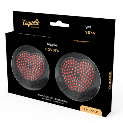 COQUETTE CHIC DESIRE - COPRI CAPEZZOLI CUORE NERO / ROSSO - COQUETTE ACCESSORIES | Lingerie Harness Boutique