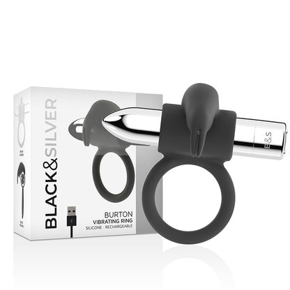 BLACK&SILVER - ANELLO RICARICABILE BURTON 10 MODALITÀ DI VIBRAZIONE - BLACK&SILVER | Lingerie Harness Boutique