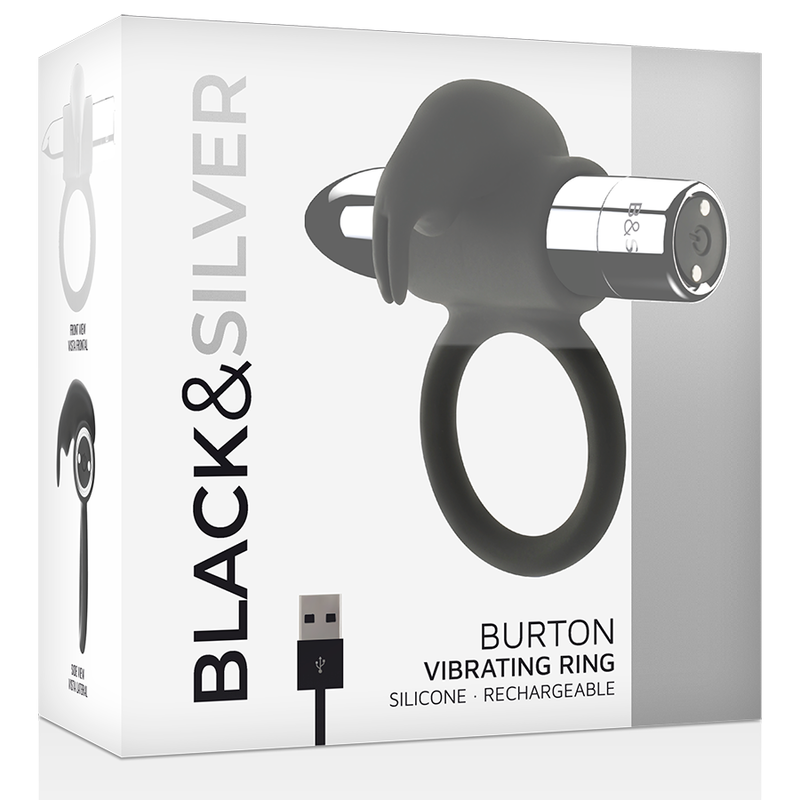 BLACK&SILVER - ANELLO RICARICABILE BURTON 10 MODALITÀ DI VIBRAZIONE - BLACK&SILVER | Lingerie Harness Boutique