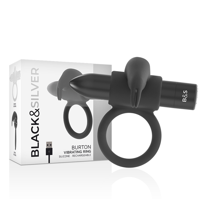 BLACK&SILVER - ANELLO BURTON 10 MODALITÀ DI VIBRAZIONE NERO - BLACK&SILVER | Lingerie Harness Boutique