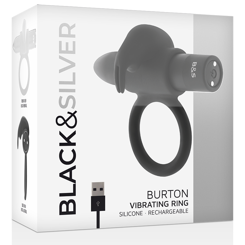 BLACK&SILVER - ANELLO BURTON 10 MODALITÀ DI VIBRAZIONE NERO - BLACK&SILVER | Lingerie Harness Boutique