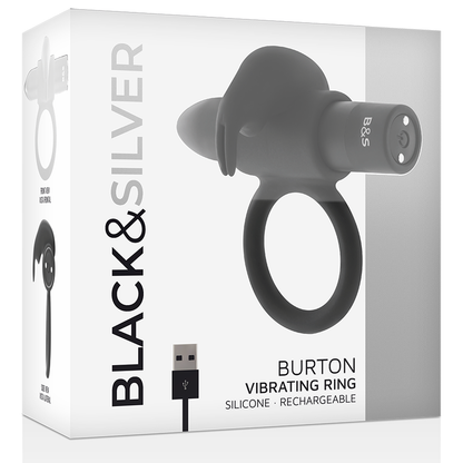 BLACK&SILVER - ANELLO BURTON 10 MODALITÀ DI VIBRAZIONE NERO - BLACK&SILVER | Lingerie Harness Boutique