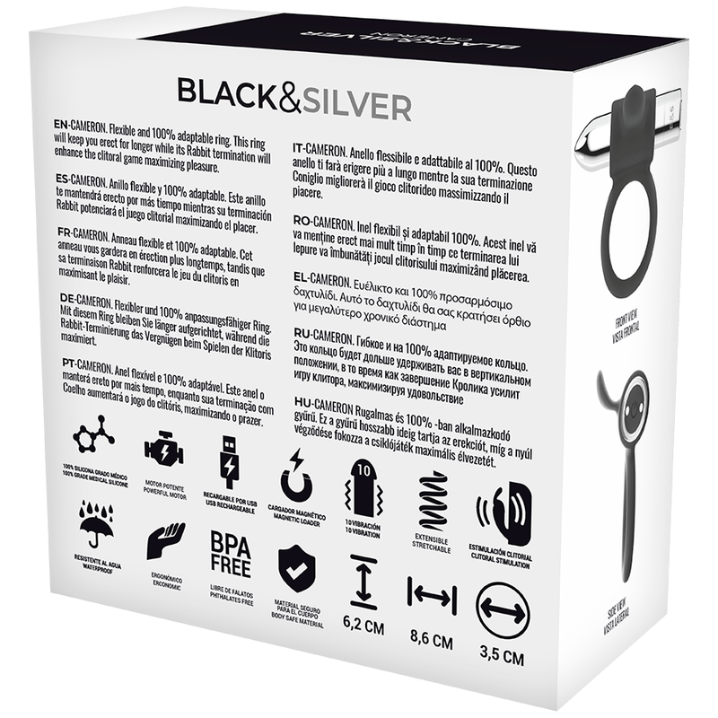 BLACK&SILVER - ANELLO RICARICABILE CAMERON ARGENTO - BLACK&SILVER | Lingerie Harness Boutique