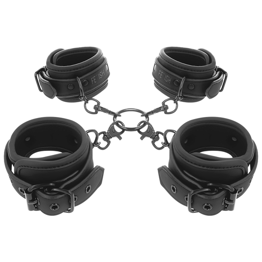 FETISH SUBMISSIVE - SET DI MANETTE PER MANI E CAVIGLIE CON FODERA IN NOPRENE - FETISH SUBMISSIVE BONDAGE | Lingerie Harness Boutique