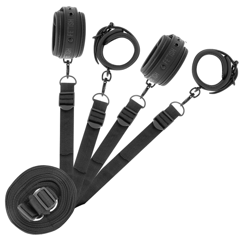 FETISH SUBMISSIVE - HANDCUFFS AND TIES SET WITH NOPRENE LINING