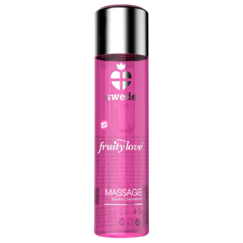 SWEDE - FRUITY LOVE OLIO DA MASSAGGIO EFFETTO RISCALDANTE LAMPONE ROSA E RABARBARO 120 ML - SWEDE | Lingerie Harness Boutique