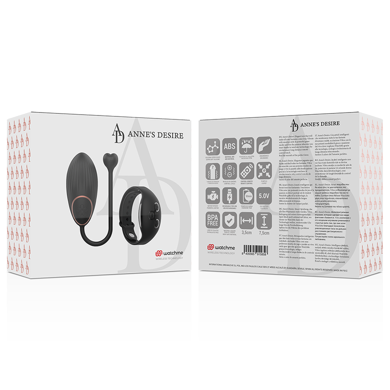ANNE'S DESIRE - EGG TECNOLOGIA DI CONTROLLO REMOTO WATCHME NERO - ANNE´S DESIRE | Lingerie Harness Boutique