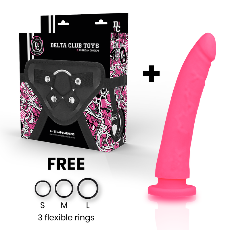 DELTA CLUB - TOYS IMBRACATURA + DONG SILICONE ROSA 17 CM -O- 3 CM - DELTACLUB | Lingerie Harness Boutique