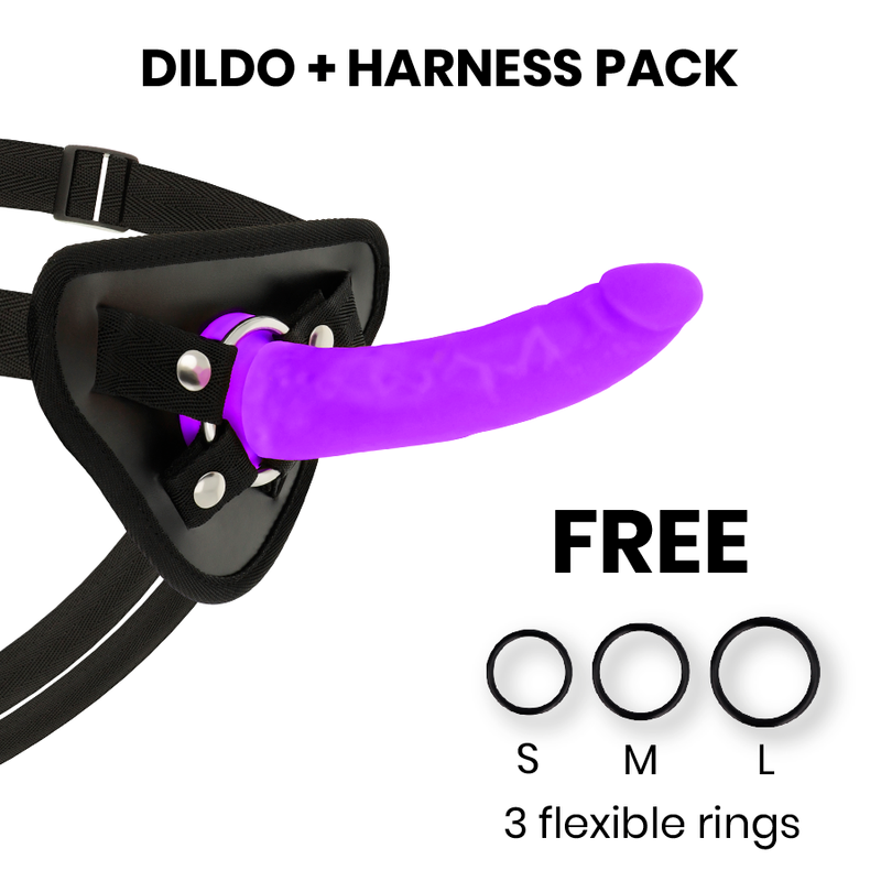 DELTA CLUB - TOYS IMBRACATURA + DONG SILICONE VIOLA 17 CM -O- 3 CM - DELTACLUB | Lingerie Harness Boutique