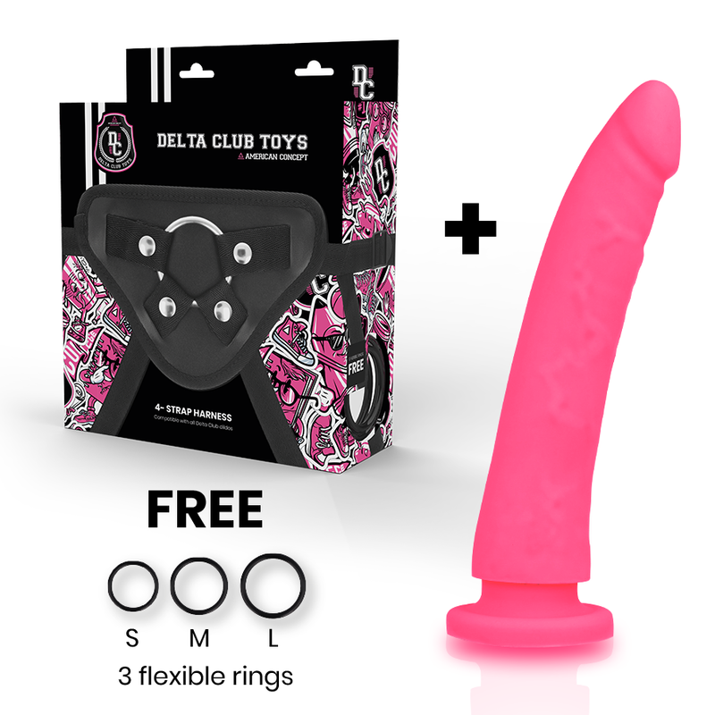 DELTA CLUB - TOYS IMBRACATURA + DONG SILICONE ROSA 20 CM -O- 4 CM - DELTACLUB | Lingerie Harness Boutique