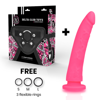 DELTA CLUB - TOYS IMBRACATURA + DONG SILICONE ROSA 20 CM -O- 4 CM - DELTACLUB | Lingerie Harness Boutique