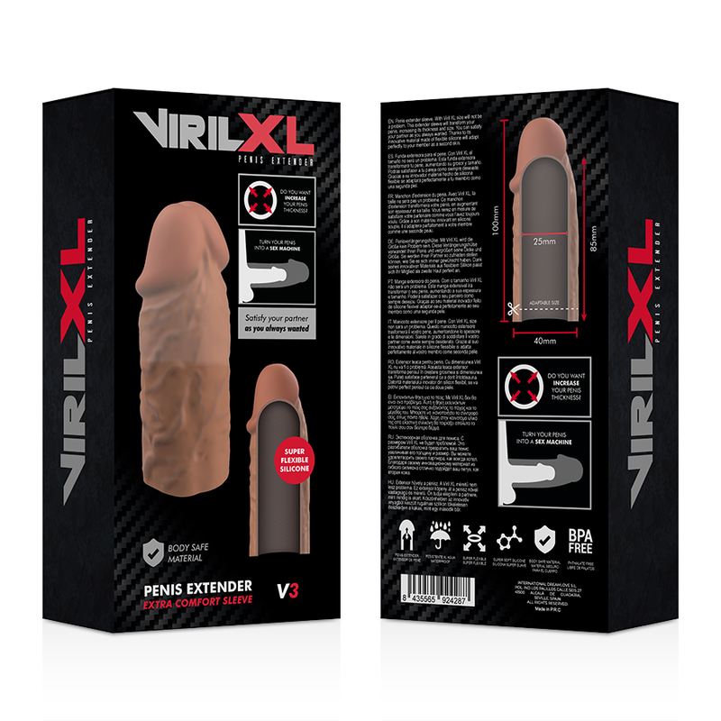 VIRILXL - ESTENSIONE DEL PENE IN SILICONE LIQUIDO V3 MARRONE - VIRILXL | Lingerie Harness Boutique