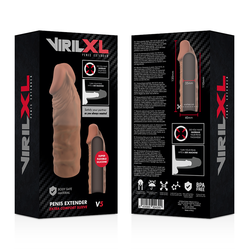 VIRILXL - ESTENSIONE DEL PENE IN SILICONE LIQUIDO V5 MARRONE - VIRILXL | Lingerie Harness Boutique