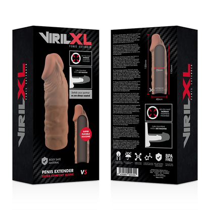 VIRILXL - ESTENSIONE DEL PENE IN SILICONE LIQUIDO V5 MARRONE - VIRILXL | Lingerie Harness Boutique