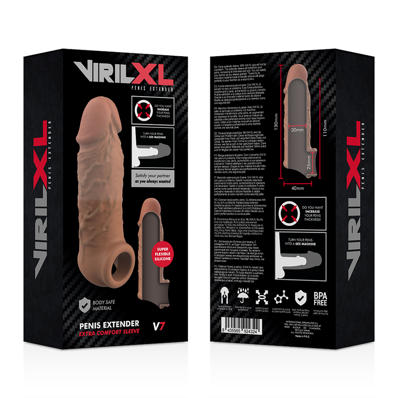VIRILXL - ESTENSIONE DEL PENE IN SILICONE LIQUIDO V7 MARRONE - VIRILXL | Lingerie Harness Boutique