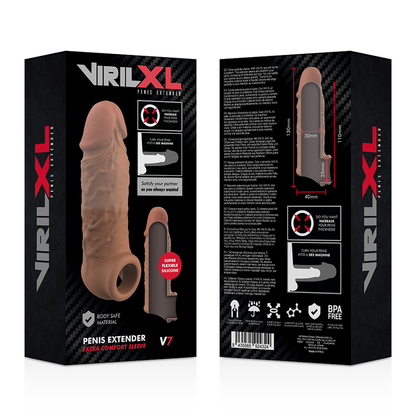 VIRILXL - ESTENSIONE DEL PENE IN SILICONE LIQUIDO V7 MARRONE - VIRILXL | Lingerie Harness Boutique