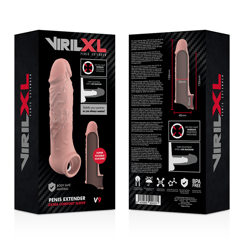 VIRILXL - ESTENSIONE NATURALE DEL PENE IN SILICONE LIQUIDO V9 - VIRILXL | Lingerie Harness Boutique