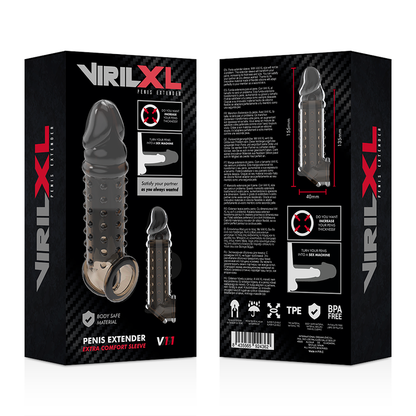 VIRILXL - ESTENSIONE E GUAINA PER PENE V11 NERO - VIRILXL | Lingerie Harness Boutique