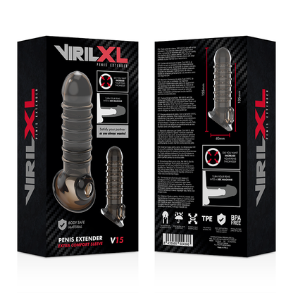 VIRILXL - ESTENSIONE E GUAINA PER PENE V15 NERO - VIRILXL | Lingerie Harness Boutique