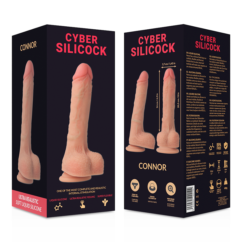 CYBER SILICOCK - STRAP-ON CONNOR IN SILICONE LIQUIDO CON 3 ANELLI IN OMAGGIO 20.5 CM -O- 3.7 CM - CYBER SILICOCK | Lingerie Harness Boutique
