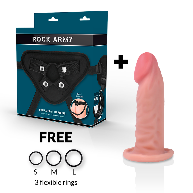 ROCKARMY - IMBRACATURA + DILDO REALISTICO TIGRE A DOPPIA DENSIT 14 CM -O- 4.46 CM - ROCK ARMY | Lingerie Harness Boutique