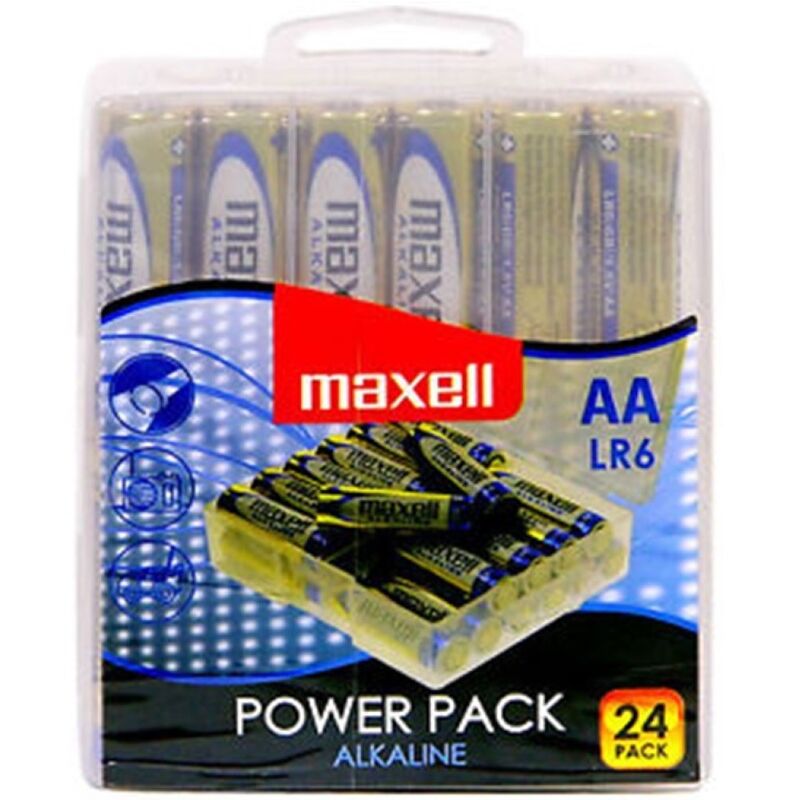 MAXELL - CONFEZIONE BATTERIA ALCALINA AA LR6 * 24 BATTERIE - MAXELL | Lingerie Harness Boutique