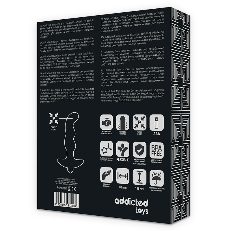 ADDICTED TOYS - MASSAGGIATORE ANALE CON VIBRAZIONE NERA MODELLO 2 - ADDICTED TOYS | Lingerie Harness Boutique