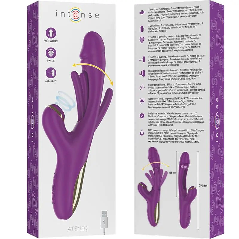 intense - ateneo vibratore multifunzione ricaricabile 7 vibrazioni con lingua oscillante e succhiare viola Intense Lingerie Harness Boutique