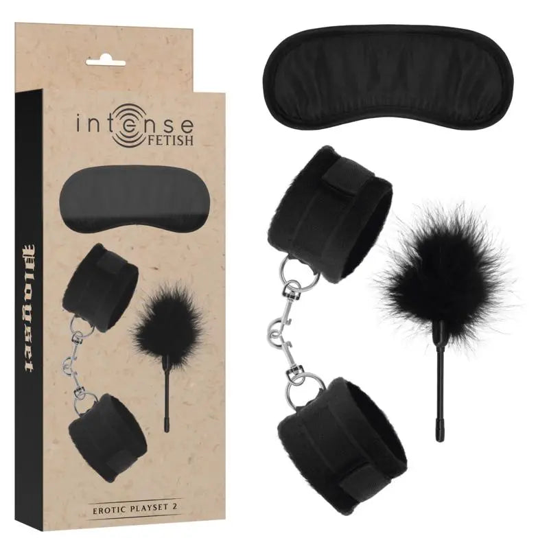 intense - fetish playset erotico 2 con manette, benda e piume Intense Lingerie Harness Boutique