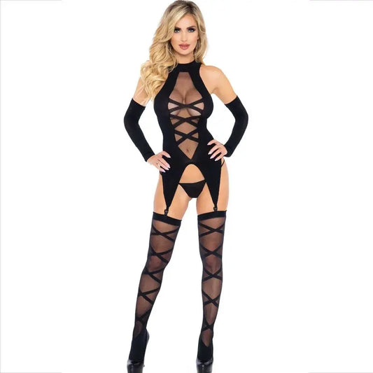 leg avenue - set 3 pezzi body + leg avenue - calze + maniche Leg Avenue Lingerie Harness Boutique