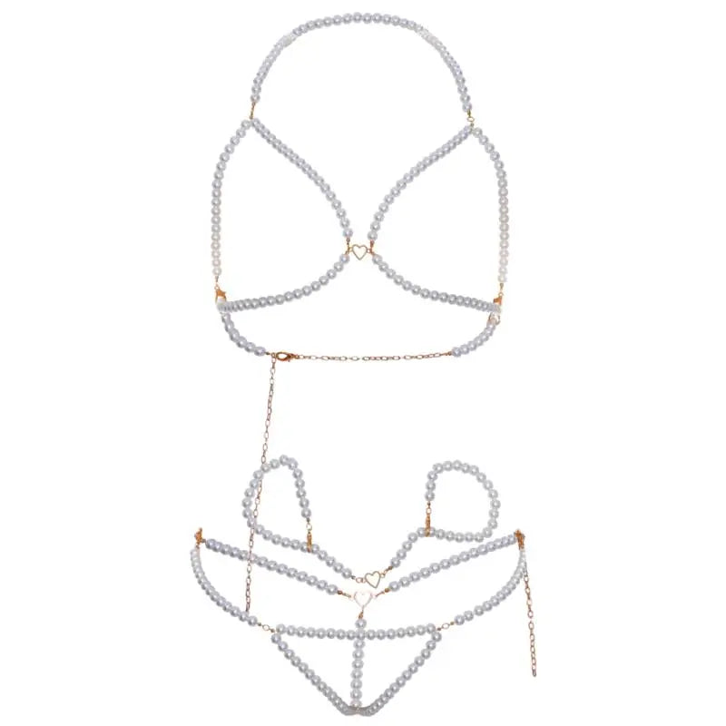 leg avenue - set polsini reggiseno e perizoma con perle Leg Avenue Lingerie Harness Boutique