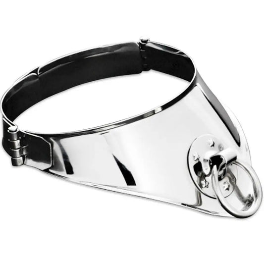 metal hard - collare di contenimento rigido in metallo con anello e lucchetto 12,5 cm Metal Hard Lingerie Harness Boutique