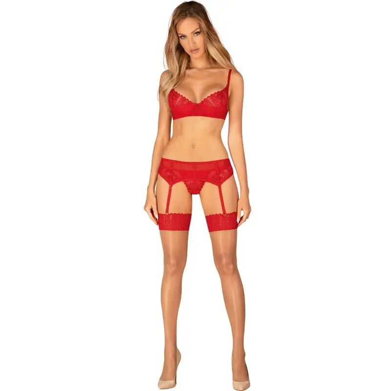 obsessive - ingridia set tre pezzi rosso Obsessive Lingerie Harness Boutique