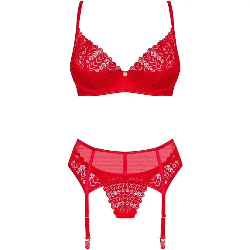 obsessive - ingridia set tre pezzi rosso Obsessive Lingerie Harness Boutique