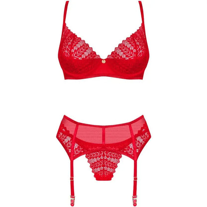 obsessive - ingridia set tre pezzi rosso Obsessive Lingerie Harness Boutique