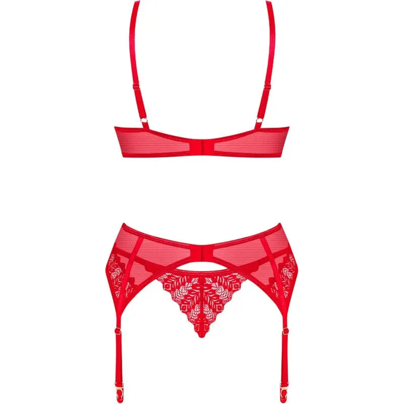 obsessive - ingridia set tre pezzi rosso Obsessive Lingerie Harness Boutique