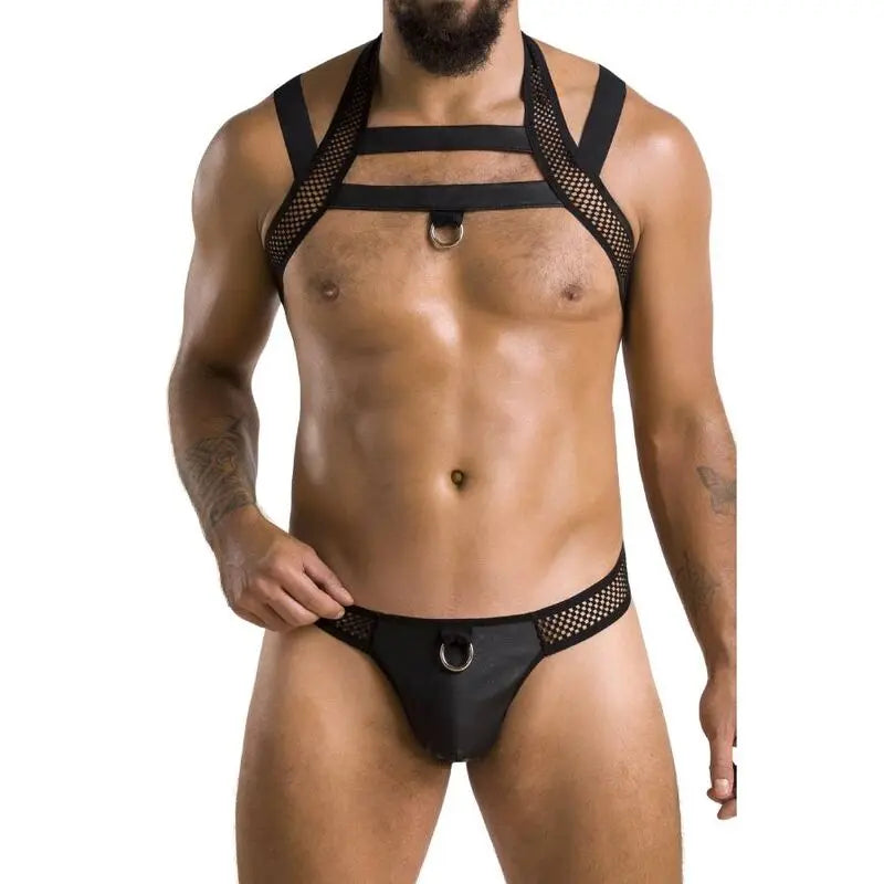 passion - 043 set jacob nero Passion Lingerie Harness Boutique