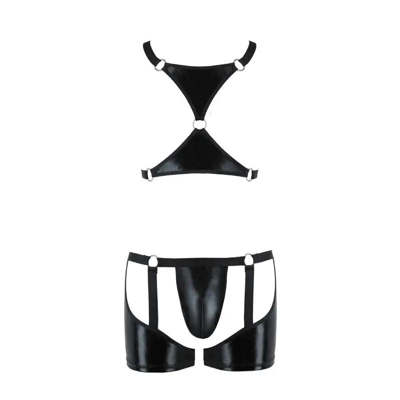 passion - 047 set aron nero Passion Lingerie Harness Boutique