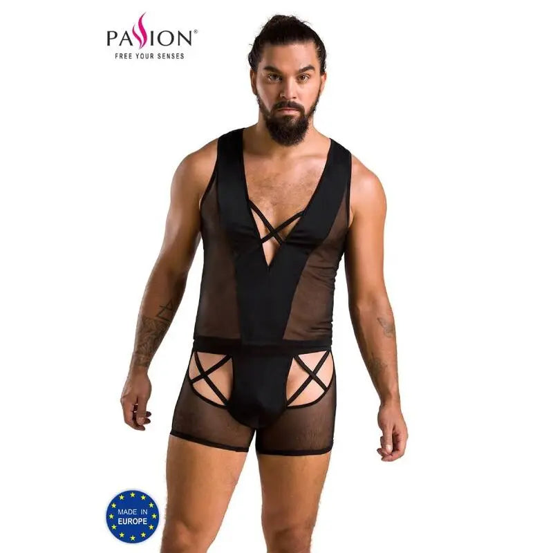 passion - 054 set oscar nero Passion Lingerie Harness Boutique