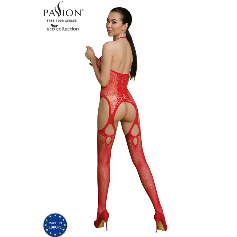 passion - collezione eco bodystocking eco bs013 rosso Passion Lingerie Harness Boutique