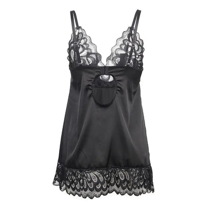 subblime - babydoll in raso con pizzo nero Subblime Lingerie Harness Boutique