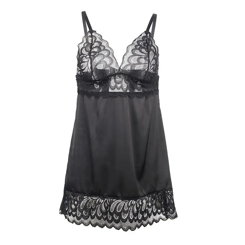 subblime - babydoll in raso con pizzo nero Subblime Lingerie Harness Boutique